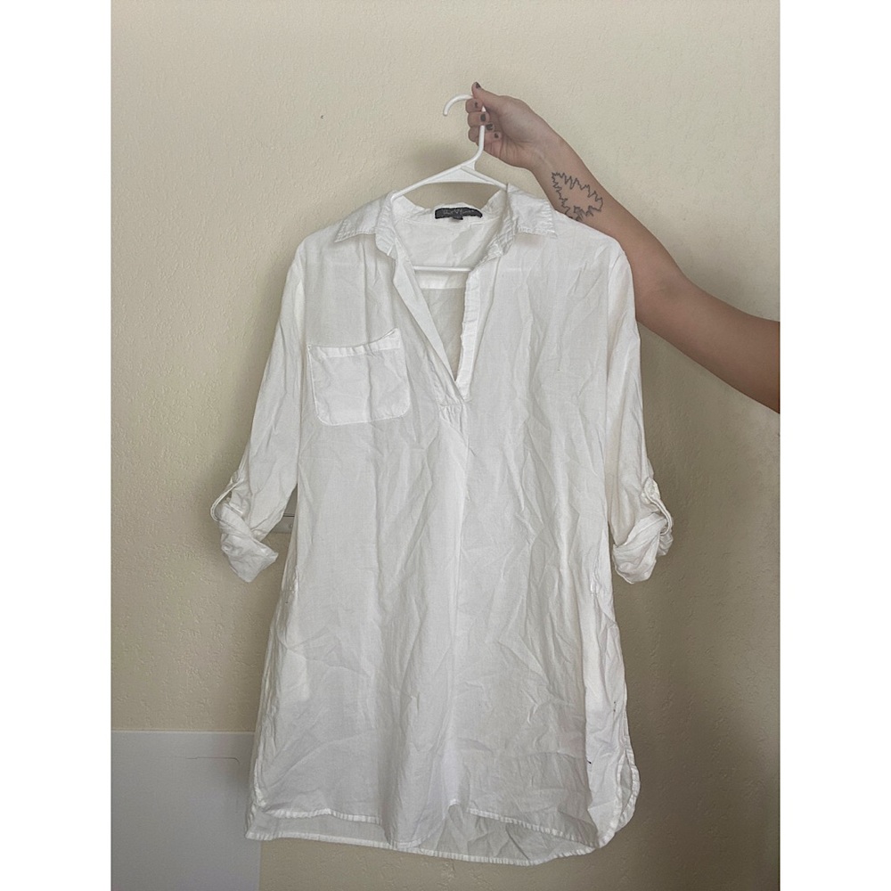 long white blouse with open front